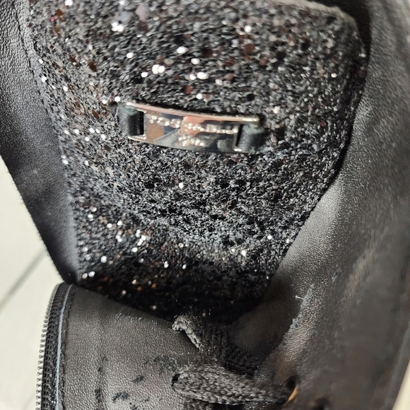 Tosca Blu Leather Combat  Boots Black Glitter Accents Size 39 Goth Punk - Picture 6 of 15